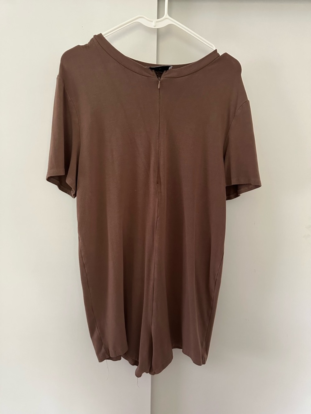 Brown Short-Sleeve Romper (Pregnancy Friendly!)